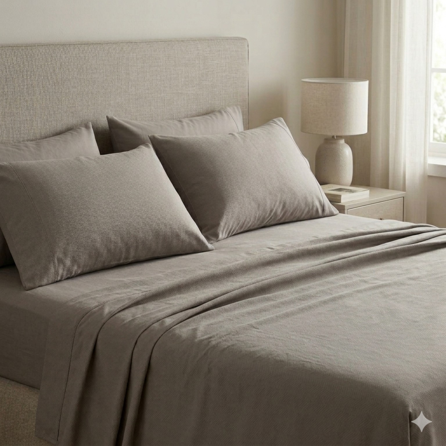 LM-STN-27 Sandstone Herringbone bedsheet and pillowcase design in Sri Lanka by Priyanthi Multi Stores