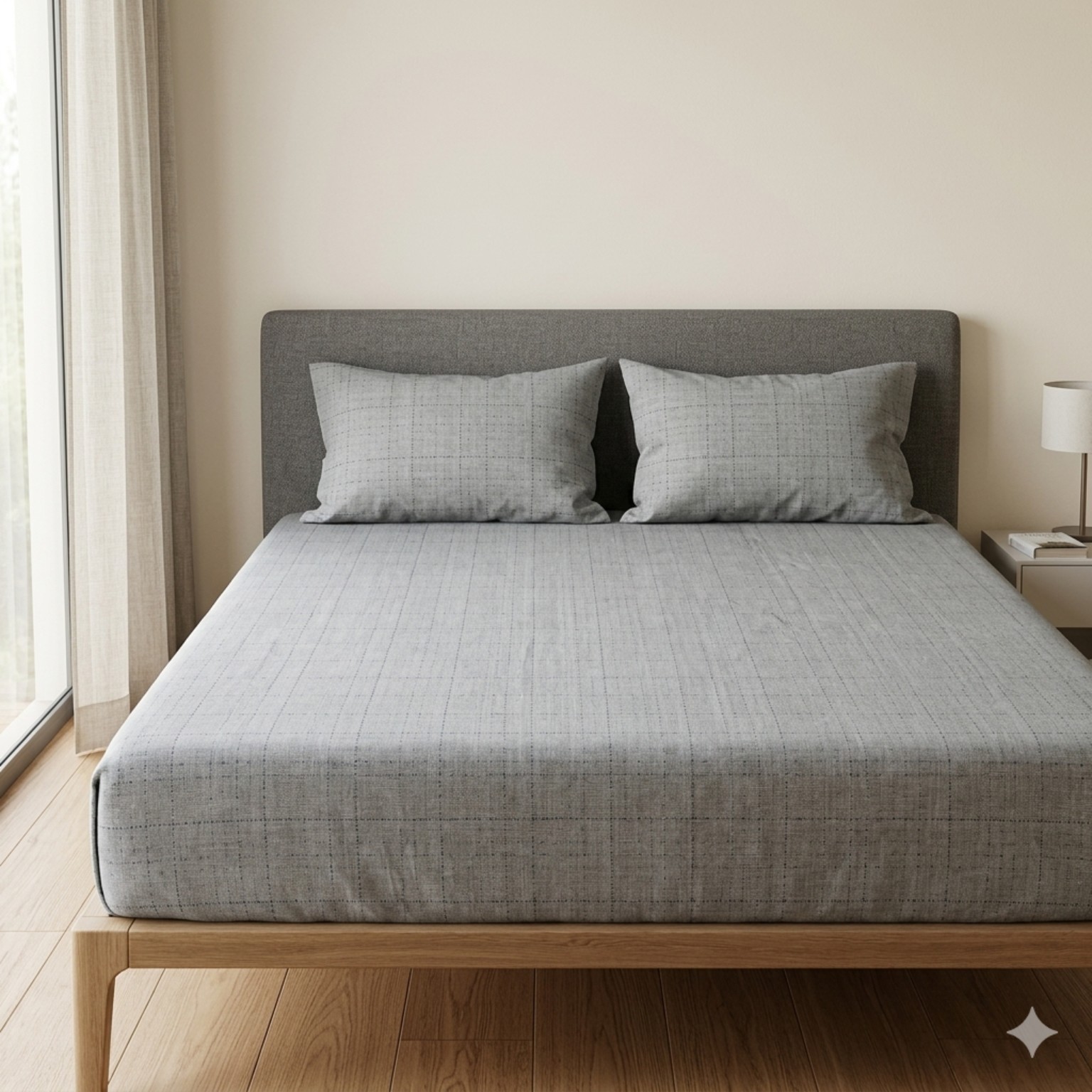 LM-SGH-24 Silver Grid Harmony bedsheet and pillowcase design in Sri Lanka by Priyanthi Multi Stores