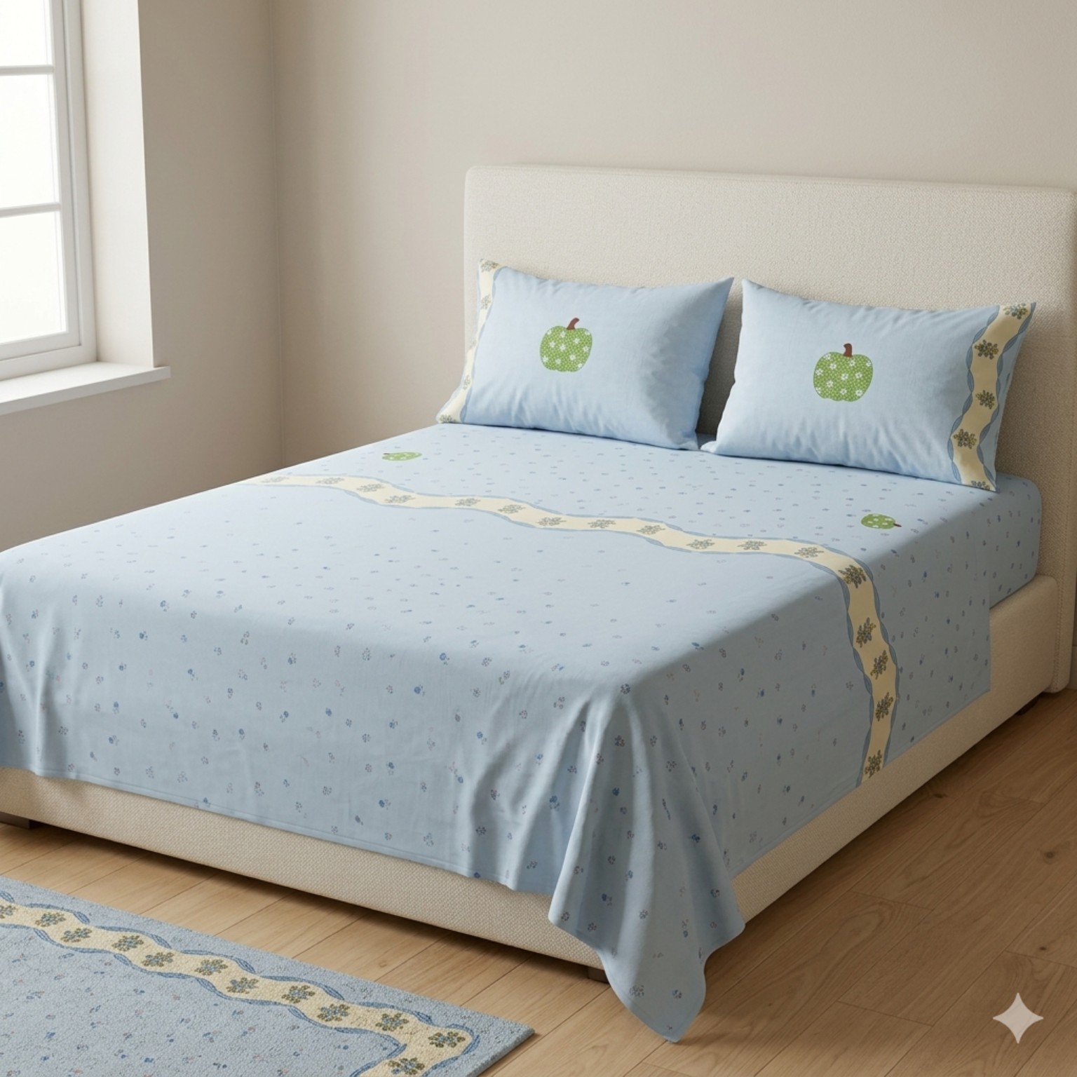 KT-GAP-20 Gentle Apple Dream bedsheet and pillowcase design in Sri Lanka by Priyanthi Multi Stores
