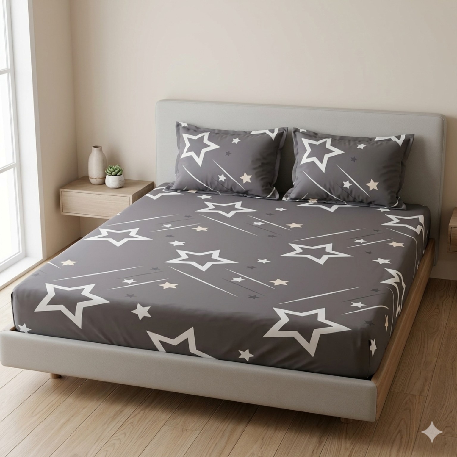 SS-STN-03 Stardust Night bedsheet and pillowcase design in Sri Lanka by Priyanthi Multi Stores