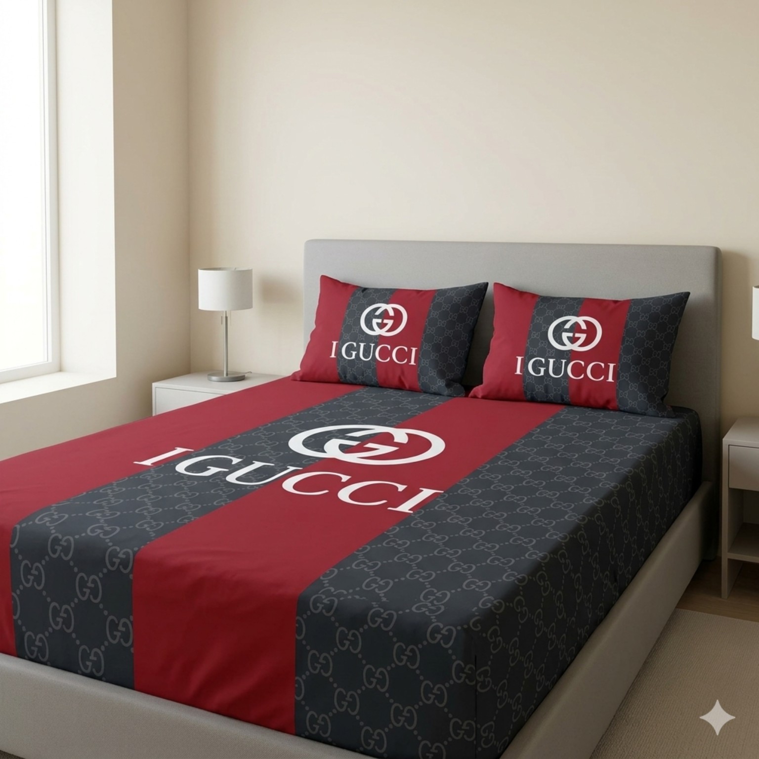 LS-CRN-11 Crimson Noir bedsheet and pillowcase design in Sri Lanka by Priyanthi Multi Stores