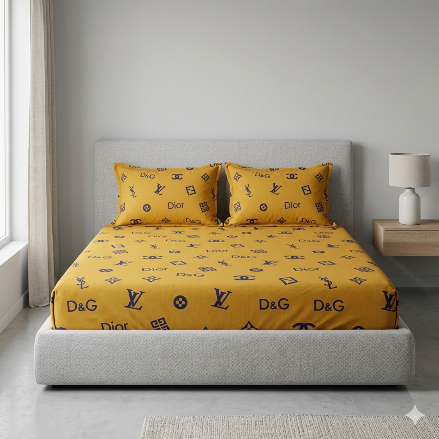 LS-MGD-13 Monaco Gold bedsheet and pillowcase design in Sri Lanka by Priyanthi Multi Stores