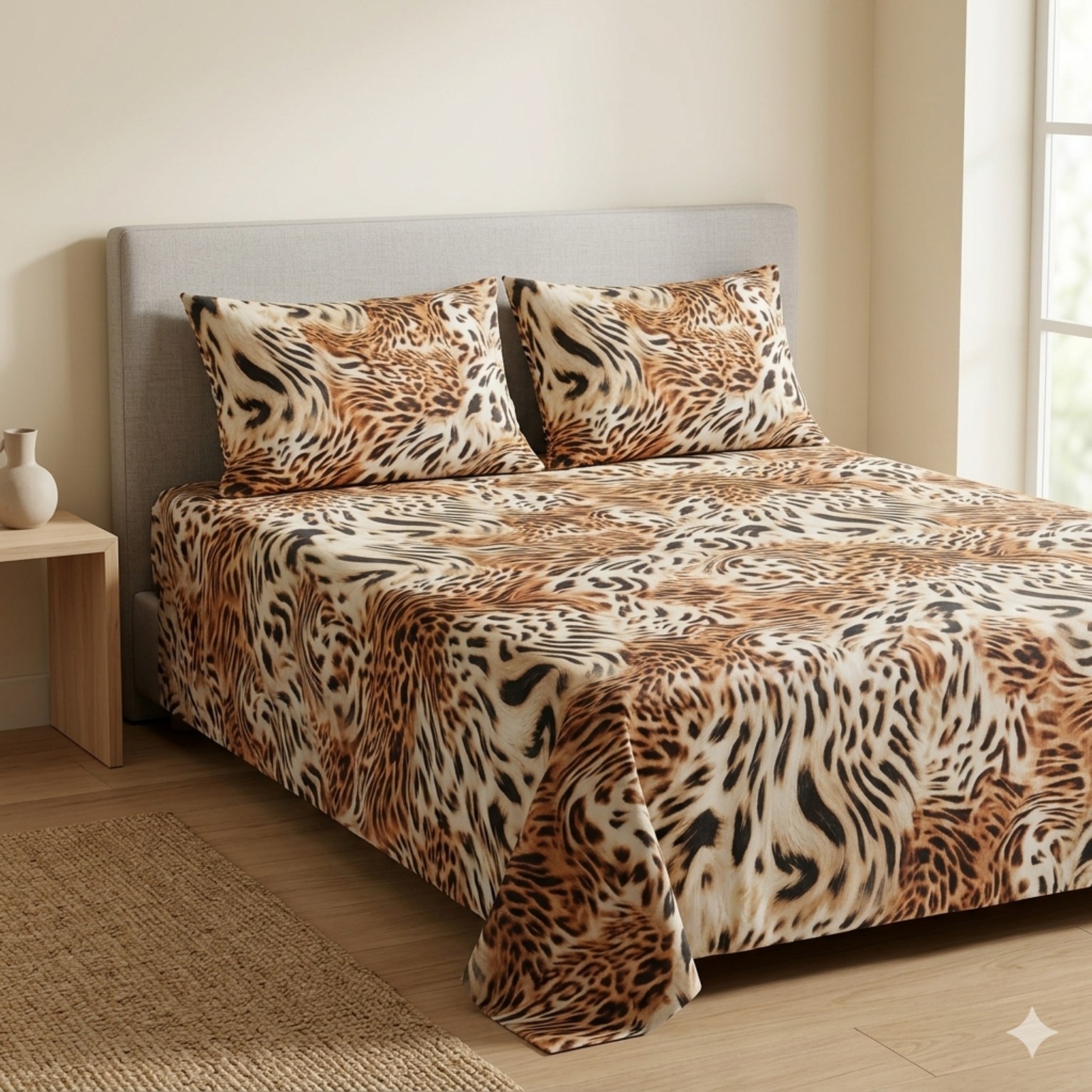 US-SVN-17 Savannah Noir bedsheet and pillowcase design in Sri Lanka by Priyanthi Multi Stores