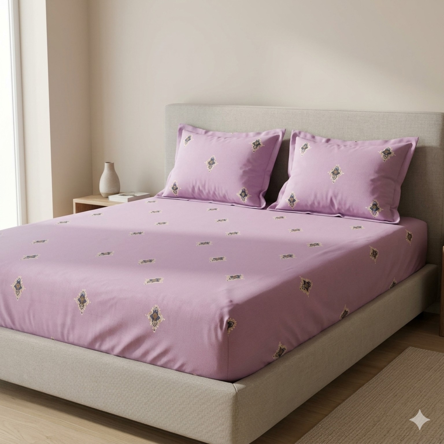 SS-LVM-19 Lavender Mist Motif bedsheet and pillowcase design in Sri Lanka by Priyanthi Multi Stores