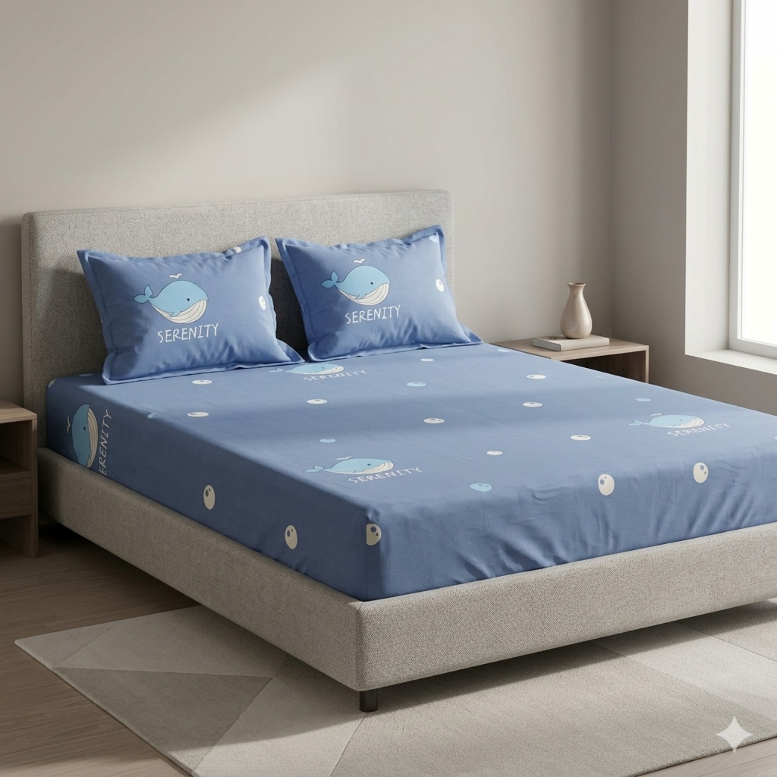 KT-OCS-06 Ocean Serenity bedsheet and pillowcase design in Sri Lanka by Priyanthi Multi Stores