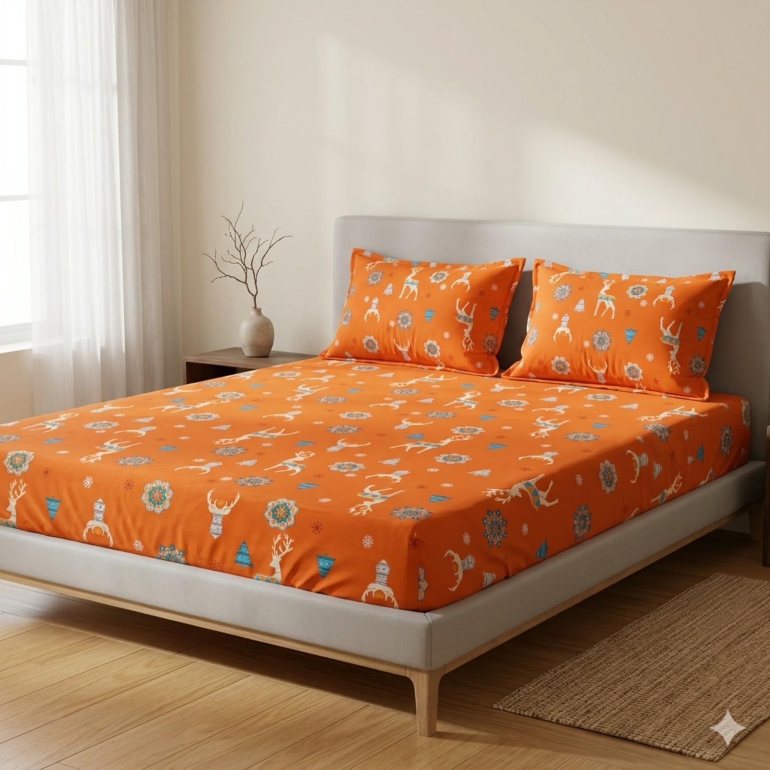 EC-NEM-01 Nordic Ember bedsheet and pillowcase design in Sri Lanka by Priyanthi Multi Stores